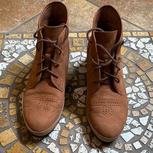Women's Tan Suede Lace-Up Ankle Booties
